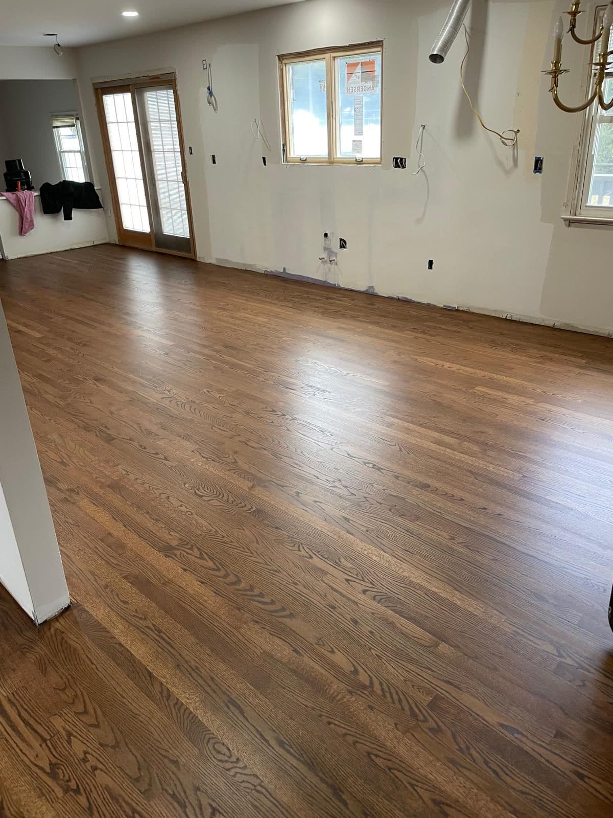Beautiful refinished white oak floor after Golden Pine treatment in Morristown NJ