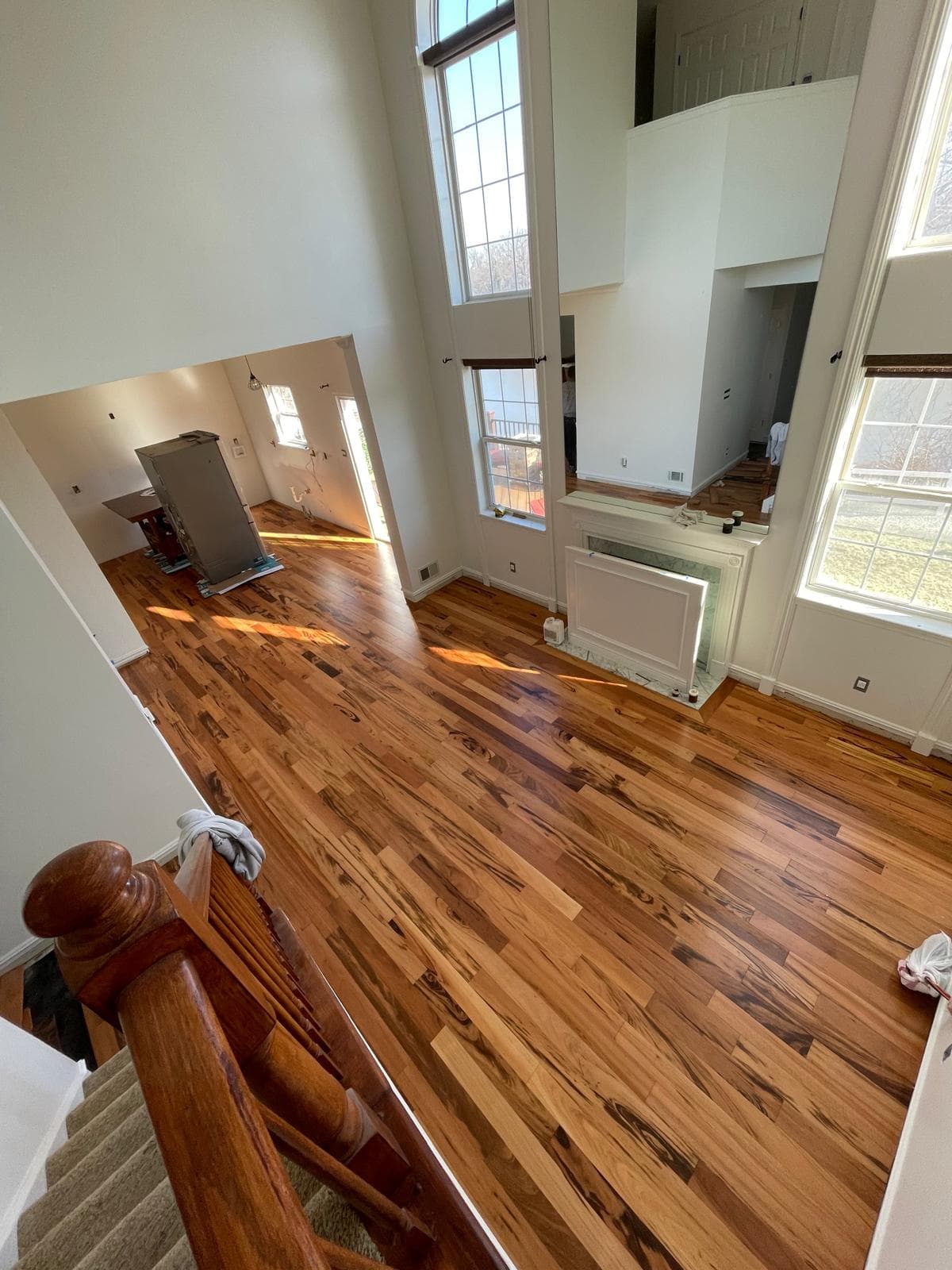 Newly installed hardwood floor after Golden Pine treatment